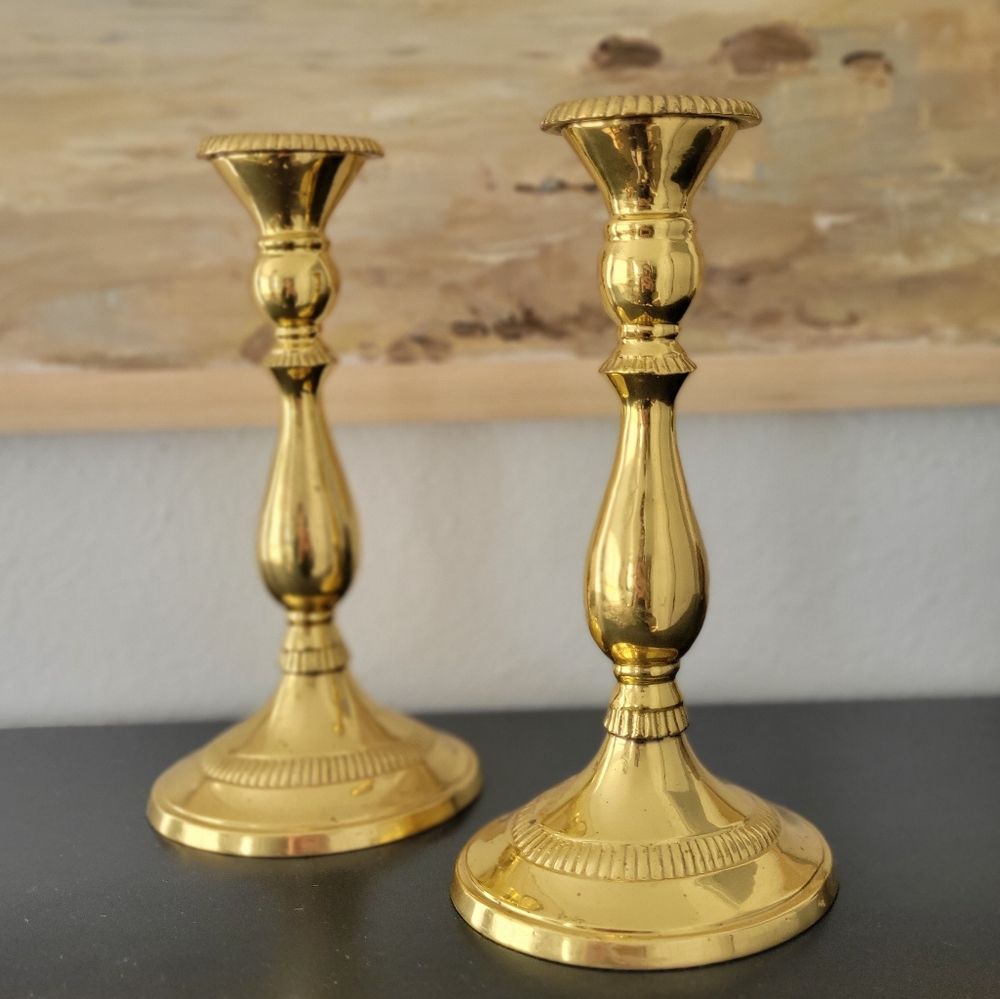 Candlestick set - brass /metal - heavy